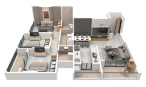 privia naimish 2 bhk unit plan